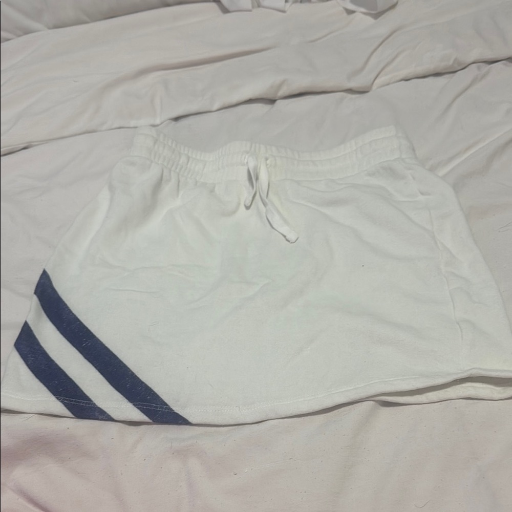 Grayson Threads White Mini Skirt with Blue Stripes